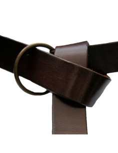 Cintura in pelle con anello, colore testa di moro