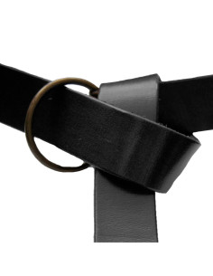 Cintura in pelle con anello, nera 2