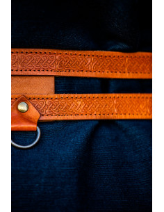 Doppia cintura vichinga in pelle marrone chiaro 2