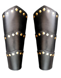 Bracciali in pelle con rivetti modello Arn, colore nero