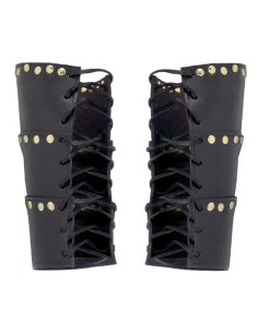 Bracciali in pelle con rivetti modello Arn, colore nero 2