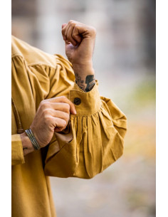 Camicia medievale con lacci a collo alto, marrone chiaro 2