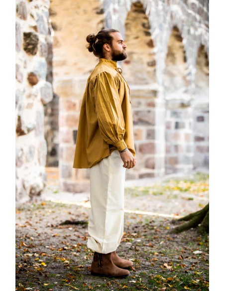 Camicia medievale con lacci a collo...