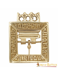 Fibbia in ottone massiccio del XV secolo (5,5 x 4,4 cm)