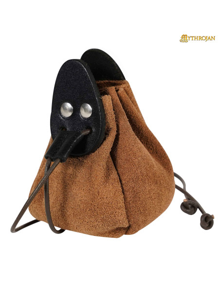 Borsa medievale in pelle marrone e...