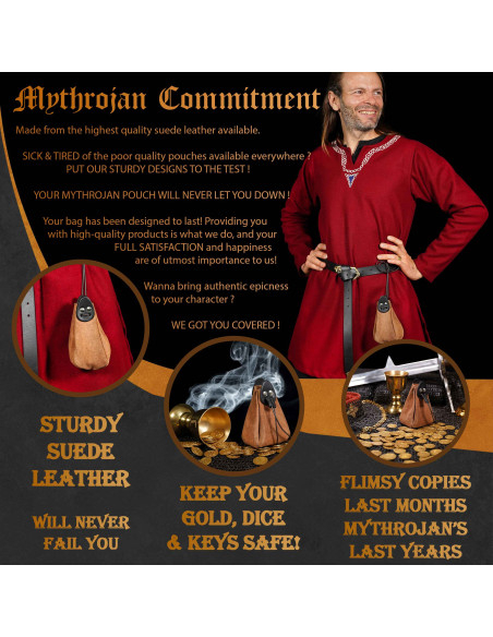 Borsa medievale in pelle marrone e...