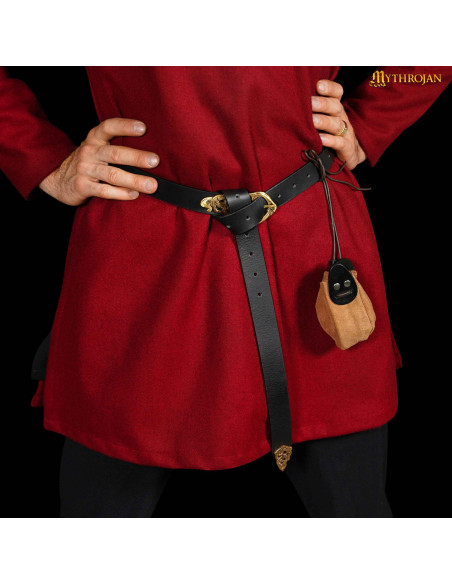 Borsa medievale in pelle marrone e...