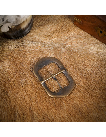 Fibbia medievale in ottone antico dal...