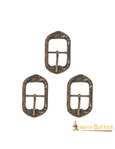 Set di 3 fibbie medievali in ottone antico dal design...