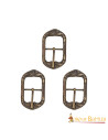 Set di 3 fibbie medievali in ottone antico dal design fantasy, varie dimensioni