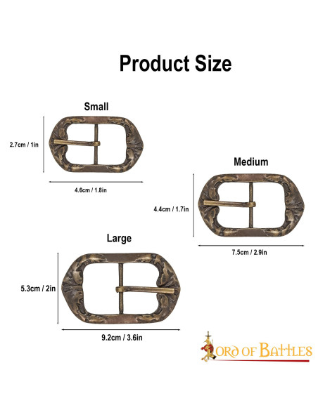 Set di 3 fibbie medievali in ottone...