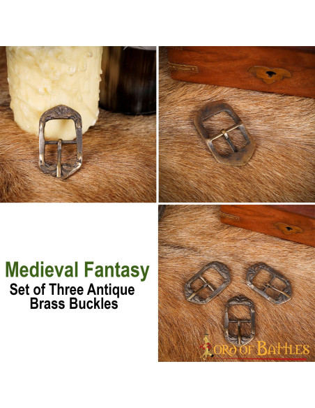 Set di 3 fibbie medievali in ottone...