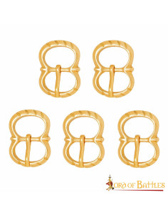 Confezione da 5 piccole fibbie medievali in ottone dal...