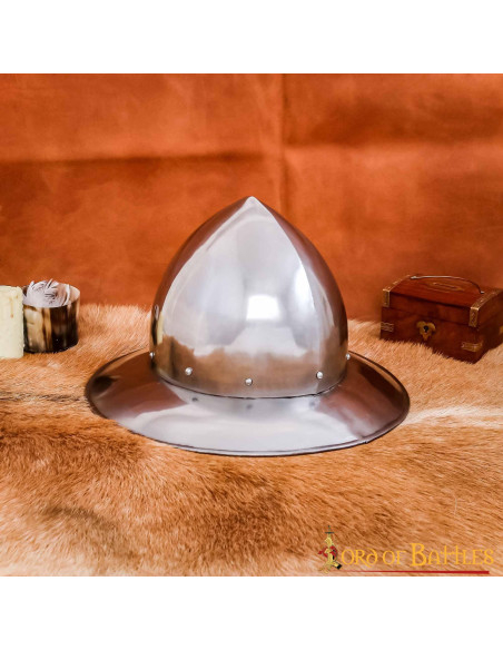 Elmo medievale Kettle in acciaio,...