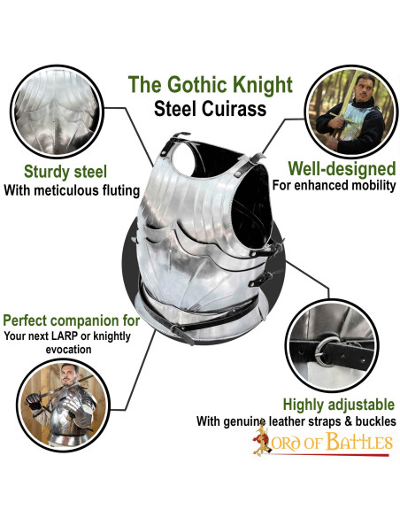 Corazza gotica medievale in acciaio,...