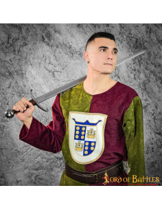 Tabardo medievale bicolore, verde-marrone