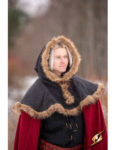 Cappuccio medievale Fimbul in lana - Nero