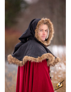 Cappuccio medievale Fimbul in lana - Nero 2