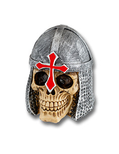 Teschio guerriero medievale con croce cristiana (10 cm.)