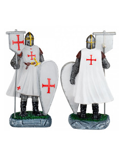 Miniatura del cavaliere templare con stendardo e scudo...