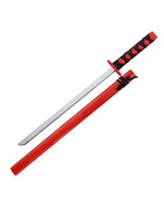 Katana in legno, colore rosso, per bambini (72 cm.)