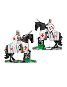 Cavaliere Templare a cavallo con spada (20 cm.)