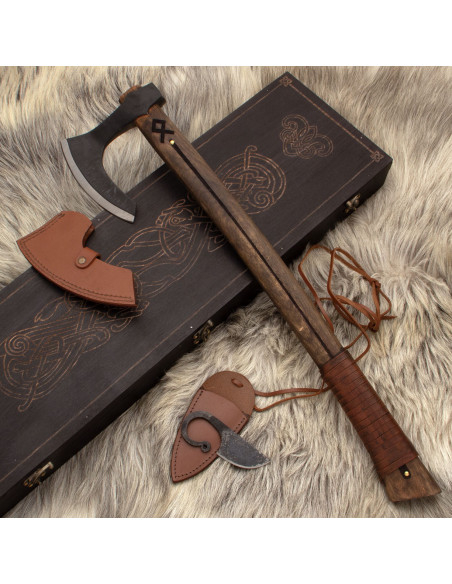 Set di asce barbute vichinghe Othala