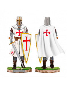 Miniatura di cavaliere templare con elmo, scudo e spada...
