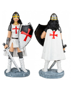 Miniatura di donna templare con elmo, scudo e spada (18 cm.)