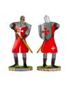 Cavaliere templare rosso in miniatura con elmo, scudo e spada (18 cm.)