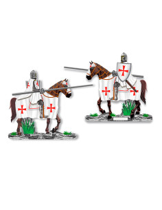 Cavaliere Templare a cavallo con scudo e lancia (8 cm.)