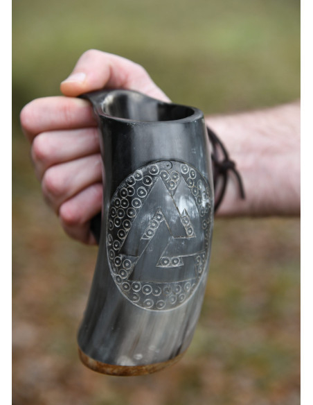 Brocca in corno Viking Valknut num.2...