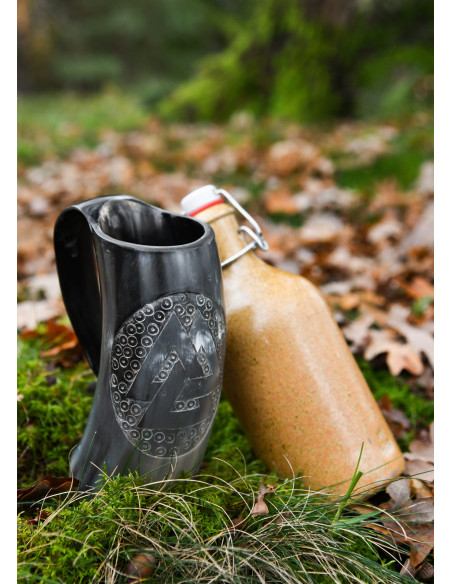 Brocca in corno Viking Valknut num.2...