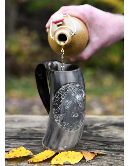 Brocca in corno Viking Valknut num.2...