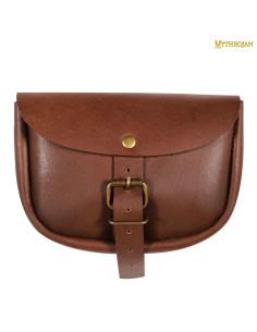 Borsa medievale semplice in pelle marrone 2