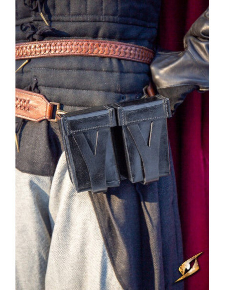 Marsupio medievale in pelle rigida nera