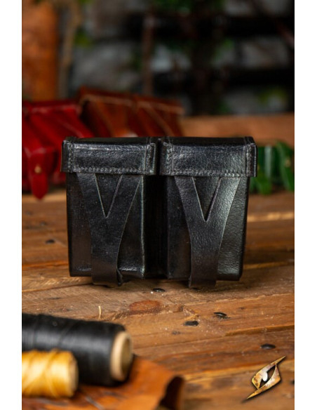 Marsupio medievale in pelle rigida nera