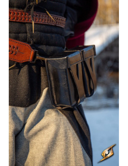 Marsupio medievale in pelle rigida nera