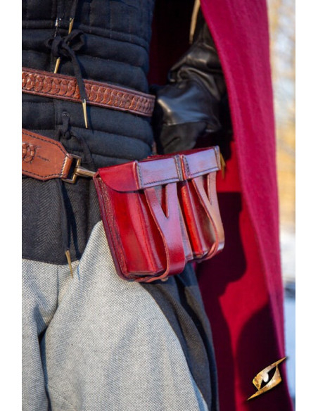 Marsupio medievale in pelle rigida rossa