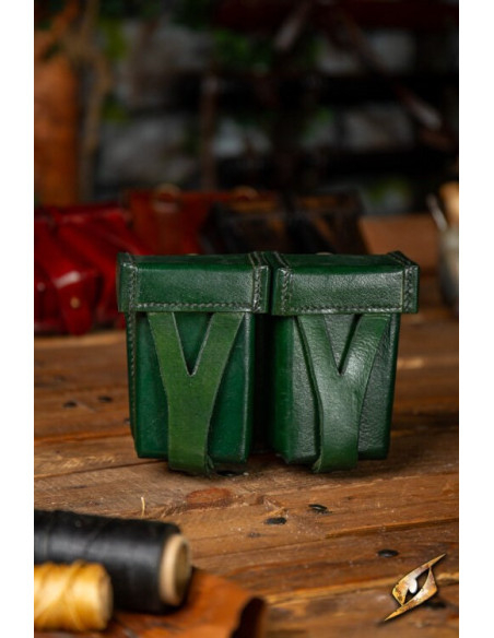 Marsupio medievale in pelle rigida rossa