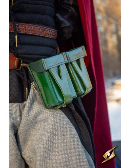 Marsupio medievale in pelle rigida rossa