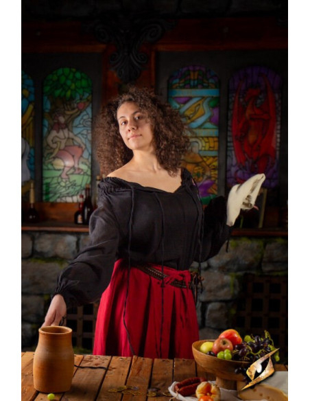 Camicia medievale stropicciata, nera