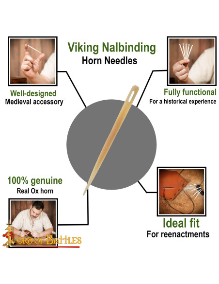 Ago per ricamo medievale in osso (9 cm.)