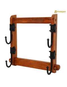 Supporto in legno con ganci per spada a due livelli