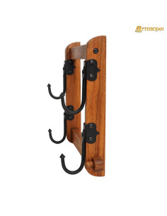 Supporto in legno con ganci per spada a due livelli 2