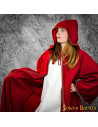 Cappotto lungo tipo mantella da donna, modello con maniche, rosso
