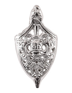 Decorazione punta fodero spada vichinga, finitura argento
