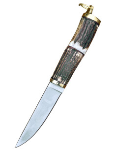 Coltello vichingo in acciaio con fodero in cuoio (22 cm.)