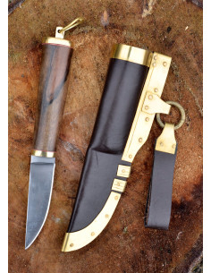 Coltello vichingo in acciaio con fodero in cuoio (21 cm.) 2