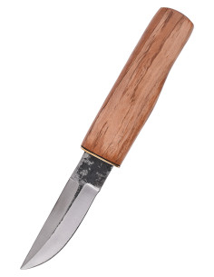 Coltello medievale in acciaio con fodero in cuoio (22 cm.)
